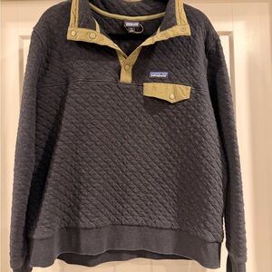 Patagonia Womens Black and Olive Quilted Crewneck Sweater